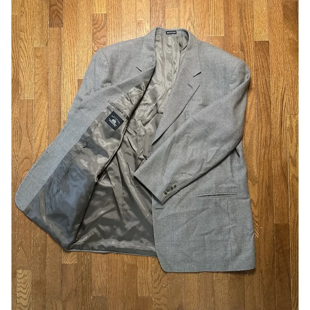 Options Stafford Men's Blazer 50L Silk Wool Blend Tan Tweed 3 Button Sports Coat